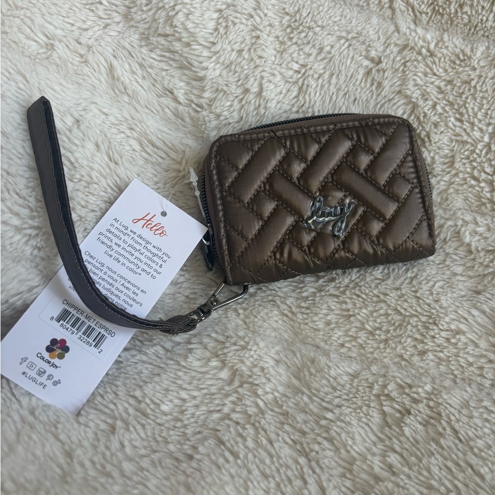 NWT Lug Chipper RFID Wristlet Wallet - Metallic Espresso